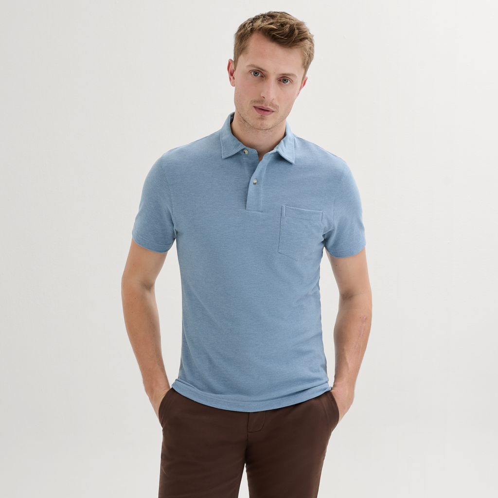 Polo melange azzurro cielo