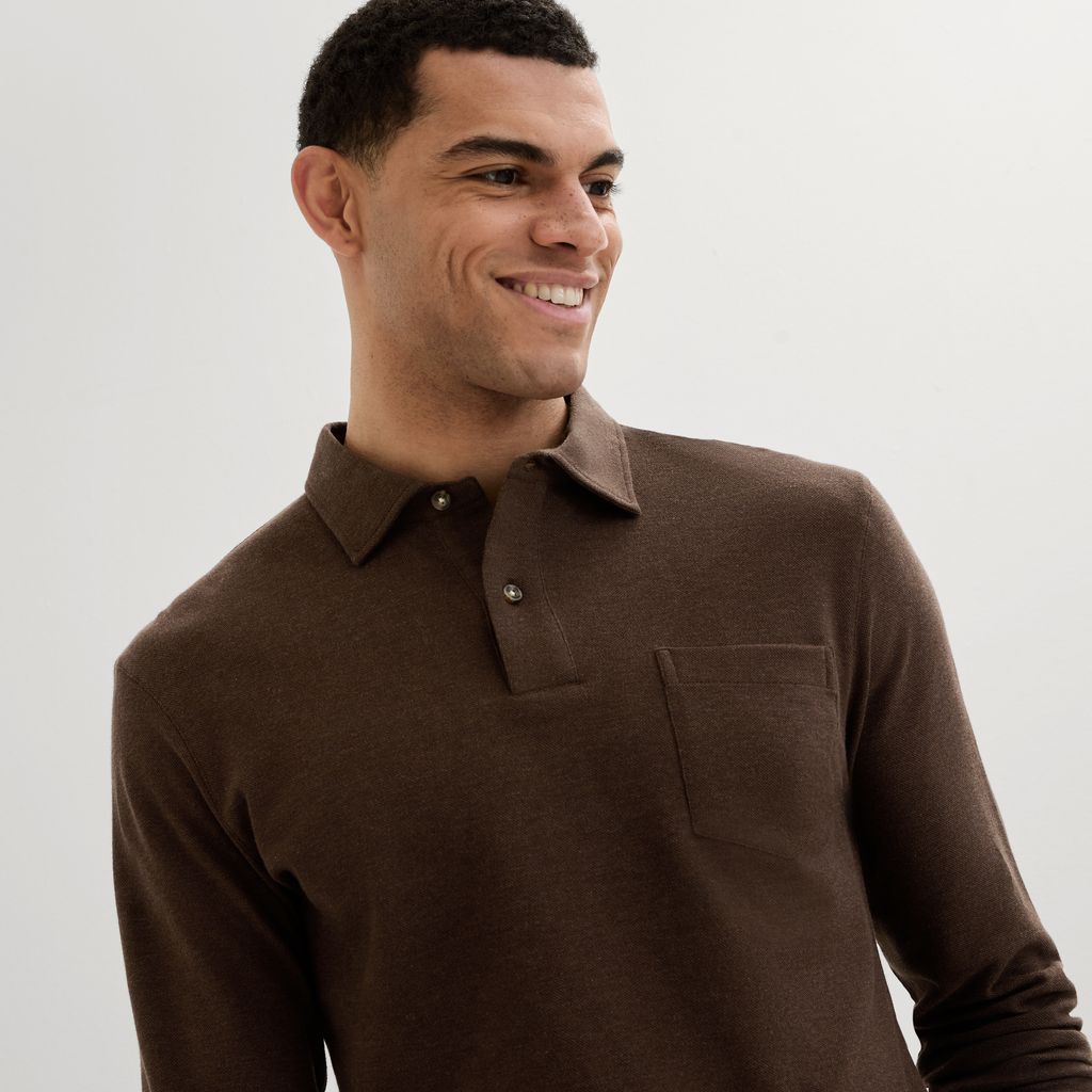 Kastanienbraunes Melange-Poloshirt
