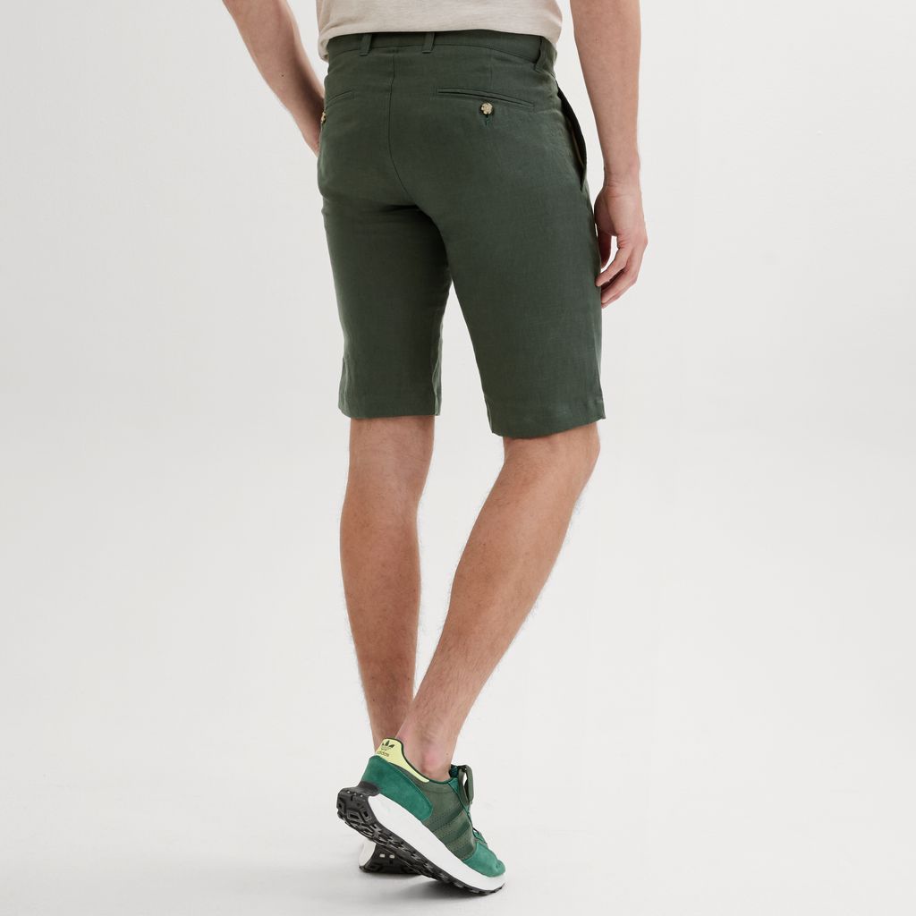 Shorts in lino verde scuro