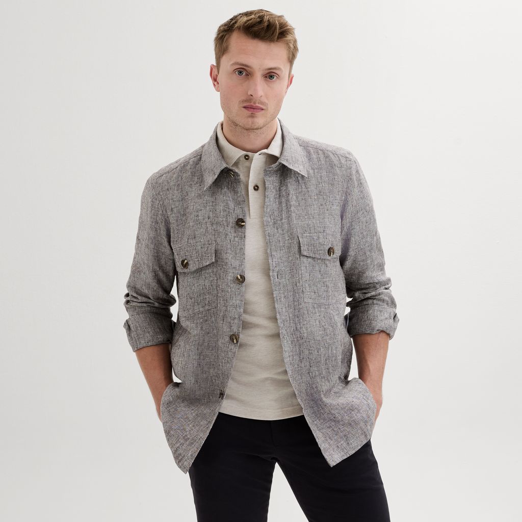 Brown melange shacket