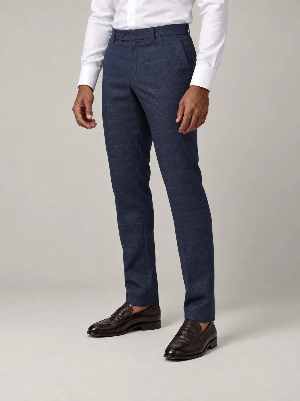 Navy checkered suit pants