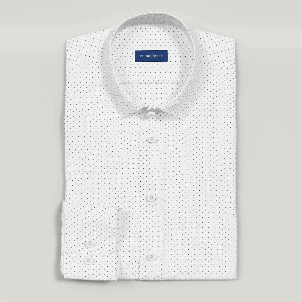 White dress shirt with navy dots