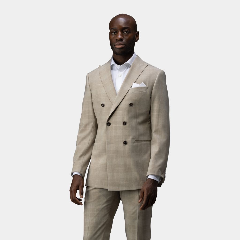 Veste de costume á carreaux beige