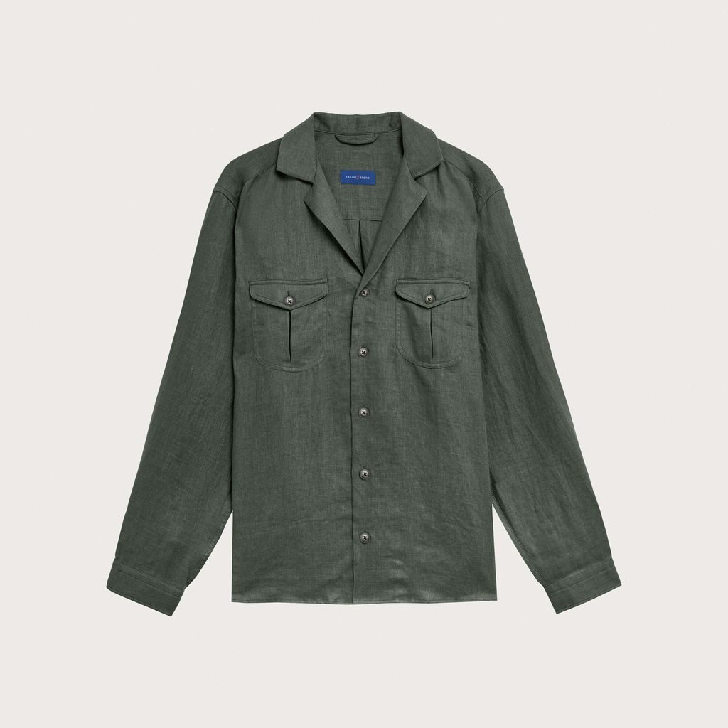 Green linen overshirt