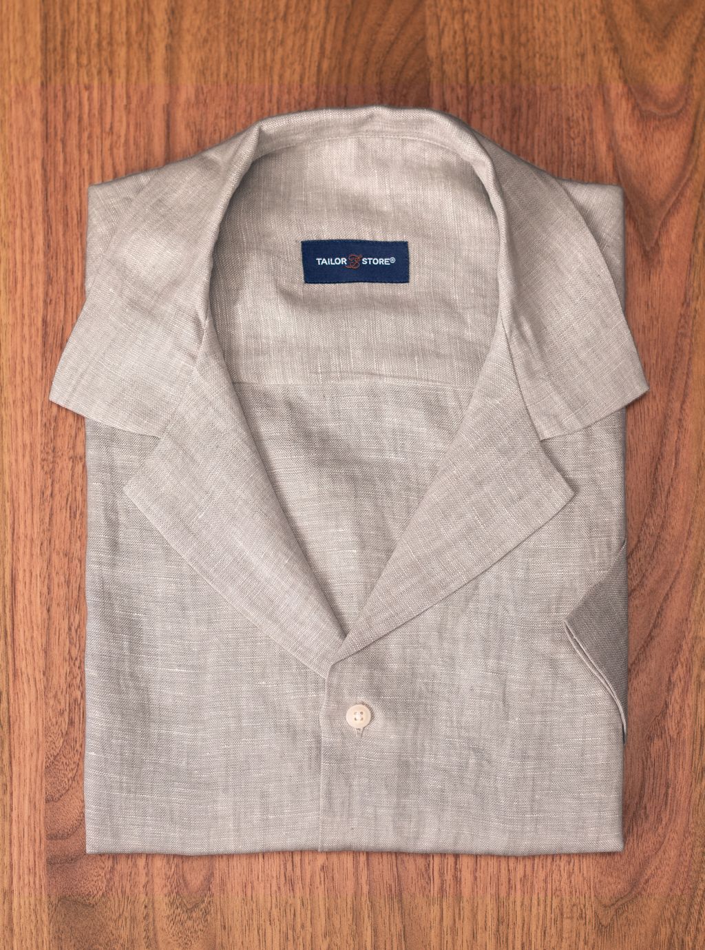 Greige melange linen custom-made resort shirt