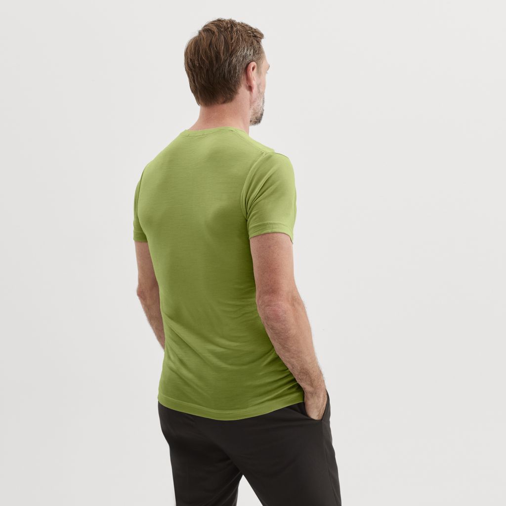 T-shirt en mérinos vert clair, 100 % laine