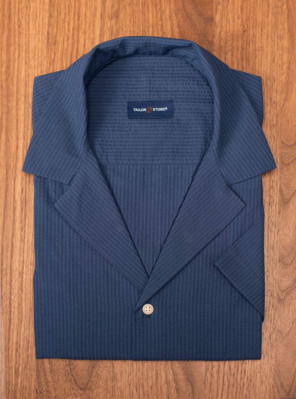 Camicia resort blu navy in seersucker