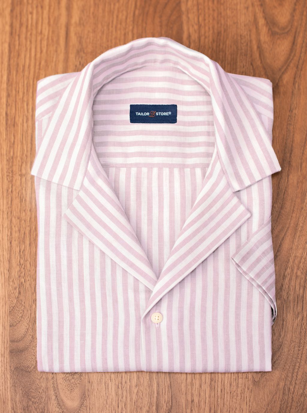 Light pink striped linen resort shirt