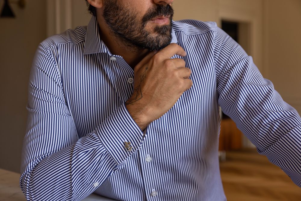 Bli kontors-redo på nolltid med Tailor Stores randiga non-iron skjortor. Skräddarsys efter dina mått. 